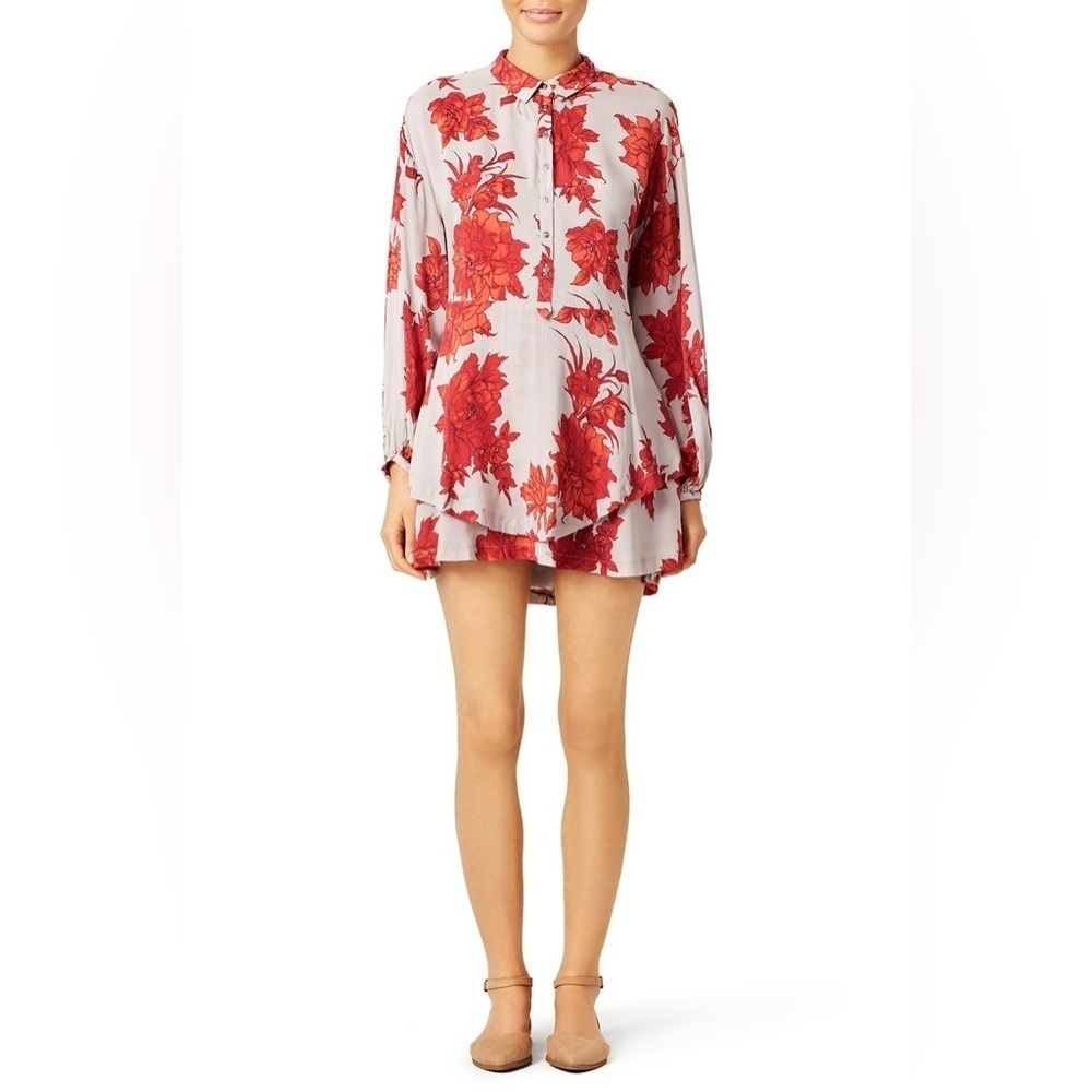 Free People Shake It Red and Gray Mini Dress - XS